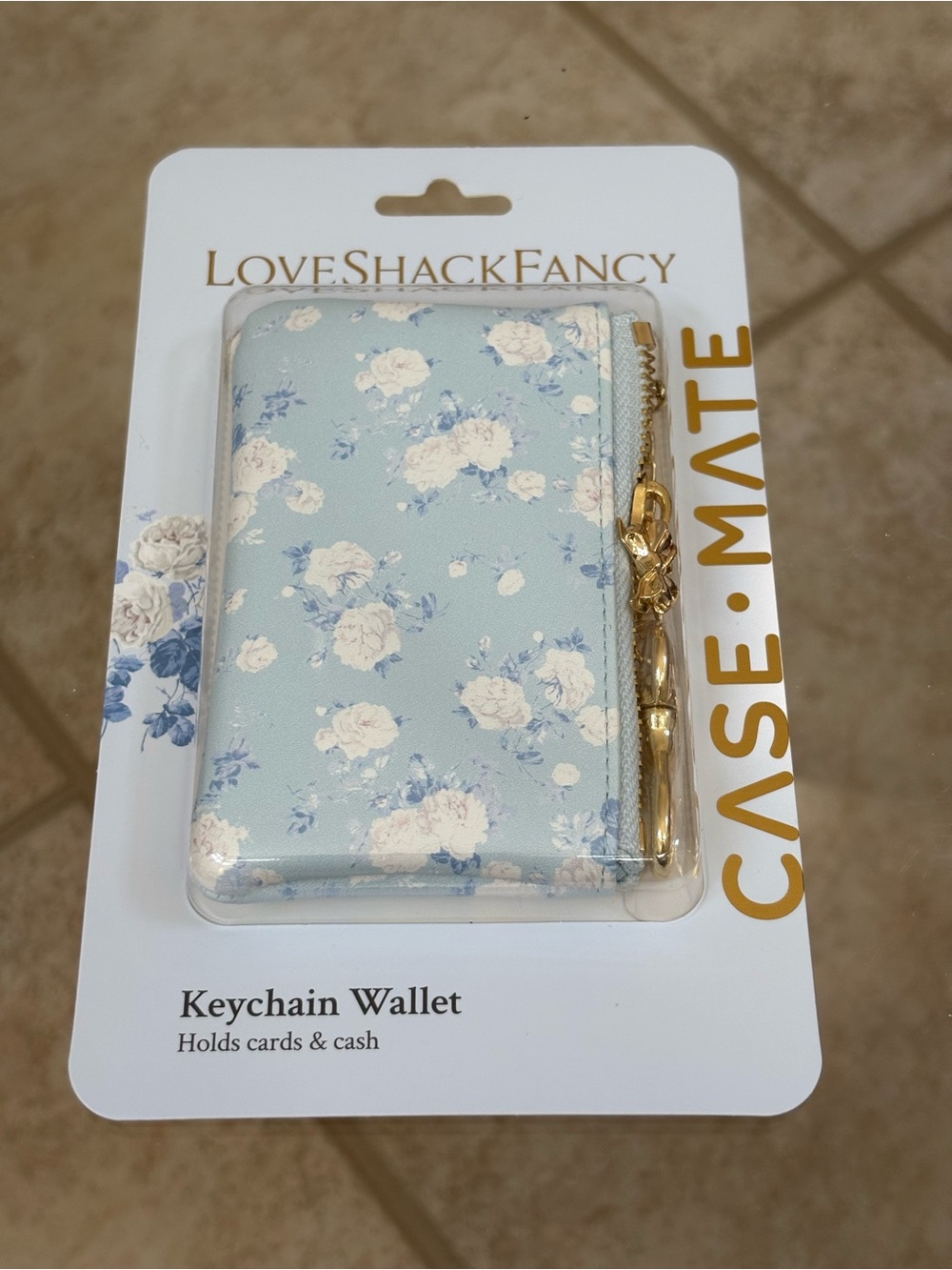 LoveShakeFancy case-mate Light Blue Floral Card Wallet with White Roses